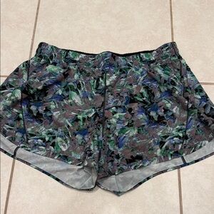 lululemon athletica Blue and Green Patterned Athletic Shorts
